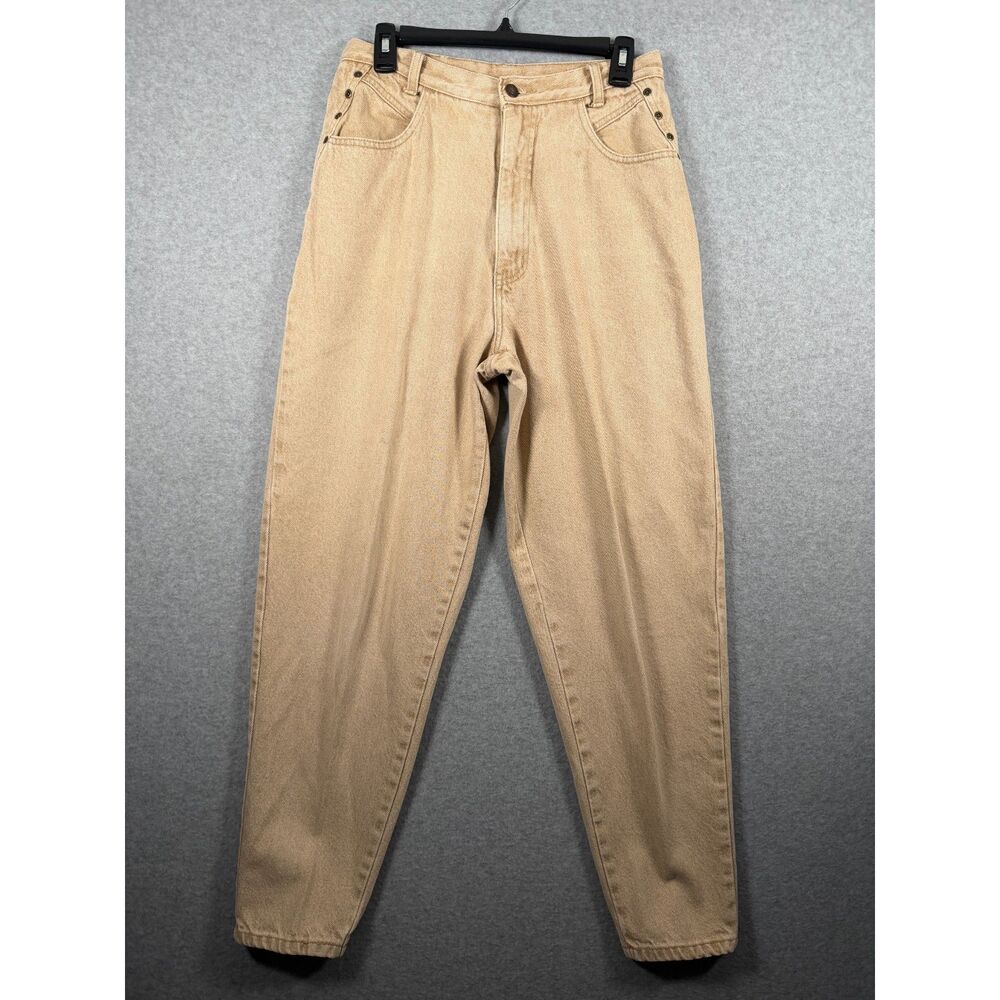 Vintage L.A. Blues Women's 14 Tan High Rise Tapered Mom Jeans Cotton 3841